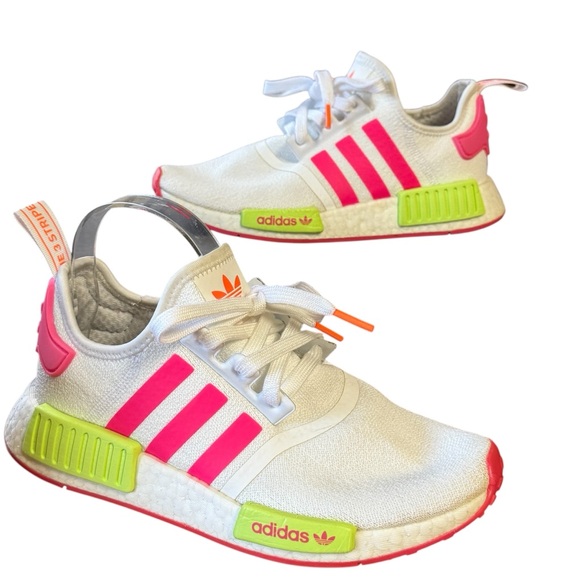 adidas Other - Adidas Women’s NMD\_R1 Solar Pink Sneakers White Pink Green Size 7